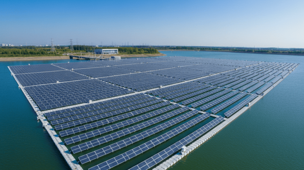 Floating solar PV power plant. - Lobel Green Energy - Your Solar Expert