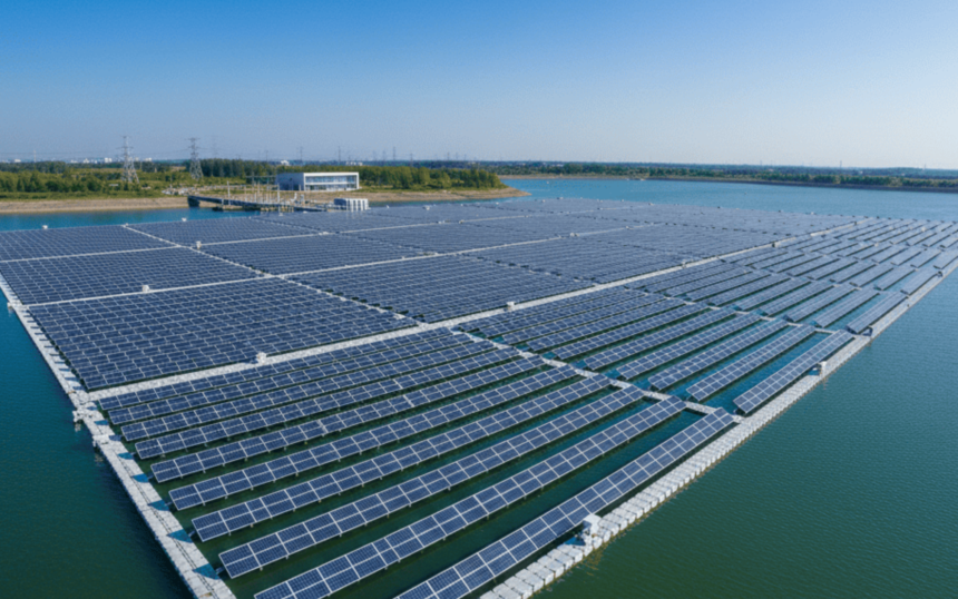 Floating solar PV power plant.