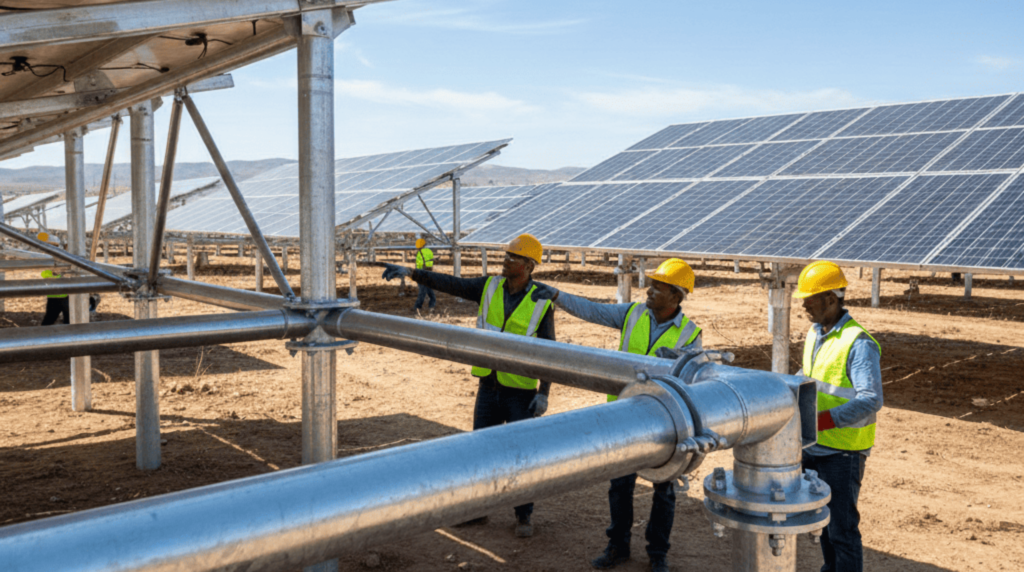 Solar Structure Using Gp Pipe Benefits of using Galvanized Steel (GI) Pipes in Solar Projects by ...